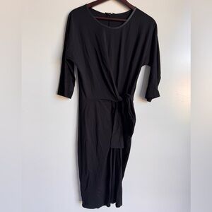 Massimo Dutti Women Black Dress Small Wrap Closet Staple LBD Officecore Event‎